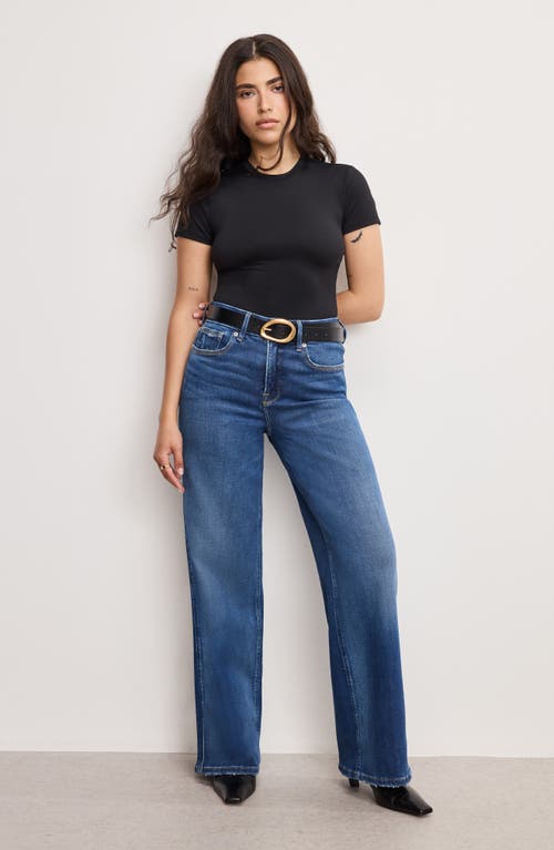 Good American Soft-tech Good Petite Wide Leg Jeans In Blue
