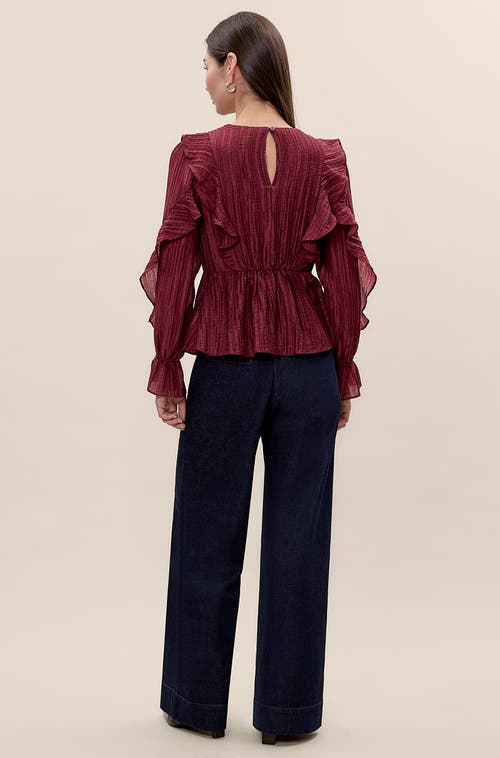 Rebecca Taylor Olivia Ruffle Blouse In Red