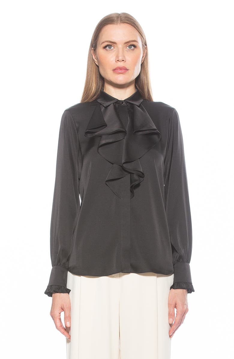 Alexia Admor Ruffle Point Collar Blouse, Alternate, color, Black