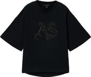 AllSaints Icon Amelie Oversize Rhinestone Cotton T-Shirt