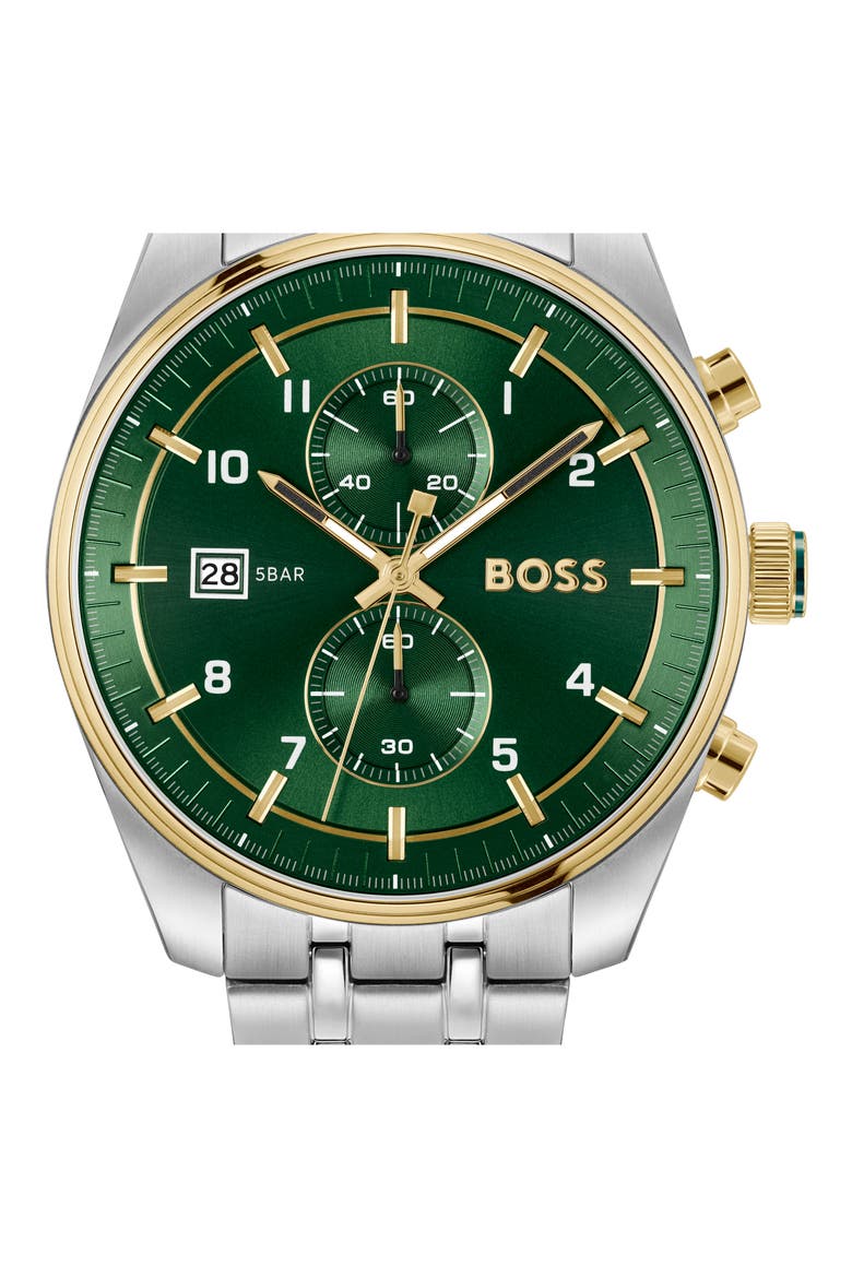 Skytraveller Chronograph Bracelet Watch, 44mm, Alternate, color, GREEN