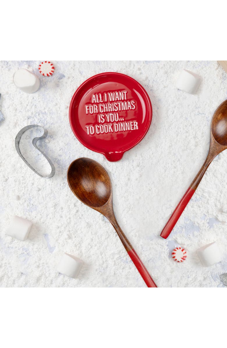 Totalee Gift All I Want for Cmas Spoon Rest and Spoon Ceramic Red, Alternate, color,