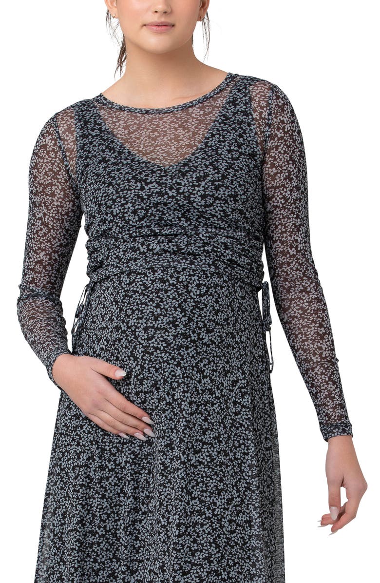 Ripe Maternity Layla Ruched Floral Long Sleeve Top, Alternate, color,