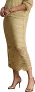 Lauren Ralph Lauren Astound Pointelle Knit Linen Blend Midi Skirt