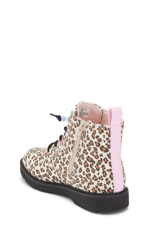 Harper Canyon Kids' Victorya Heart Combat Boot In Animal Print