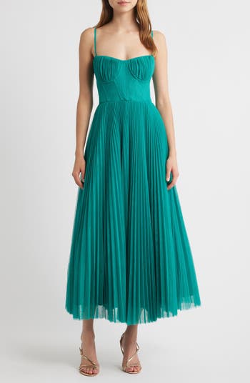 Plunge Neck Tiered Tulle Dress