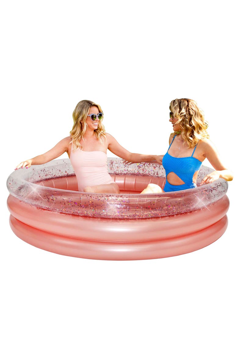 Glitter Sunning Inflatable Pool, Alternate, color, ROSE GOLD