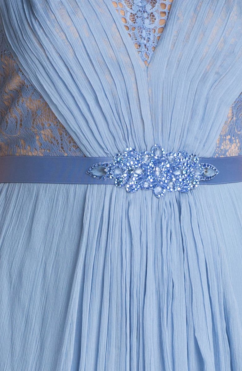 Tadashi Shoji Embellished Lace & Silk Chiffon Gown, Alternate, color,