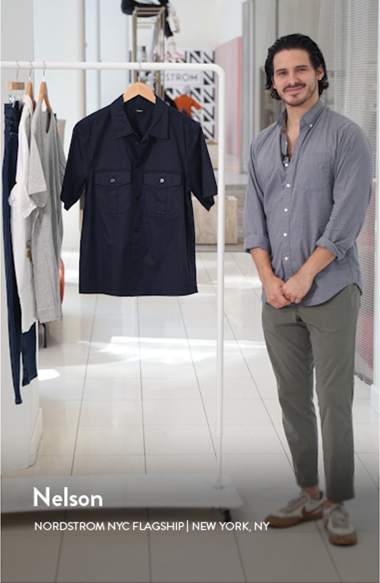 Beau Solid Stretch Cotton Blend Short Sleeve Button-Up Shirt, sales video thumbnail