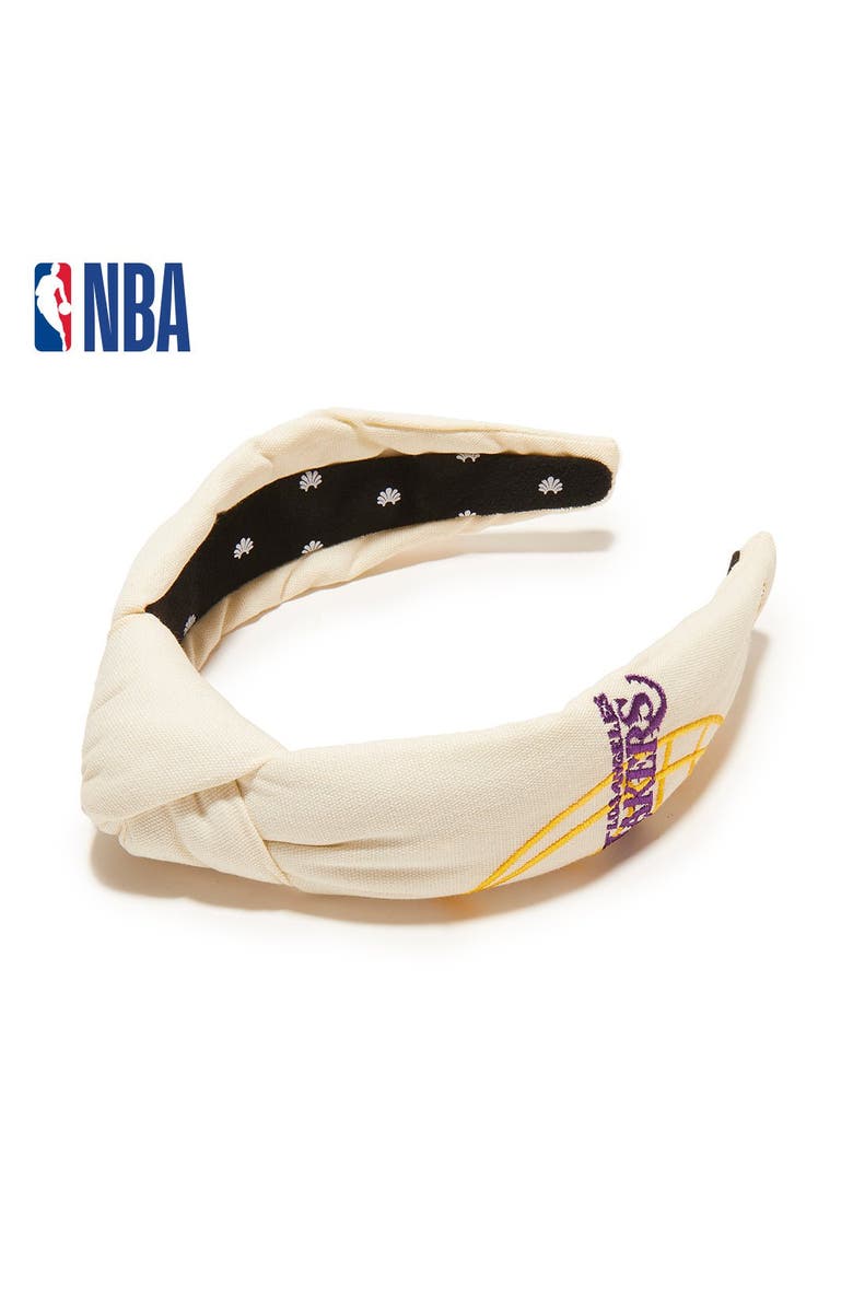 Lele Sadoughi NBA La Lakers Embroidered Headband, Main, color, 