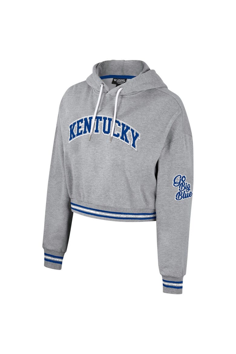 Women's The Wild Collective Heather Gray Kentucky Wildcats Cropped Shimmer Pullover Hoodie, Alternate, color, Heather Gray