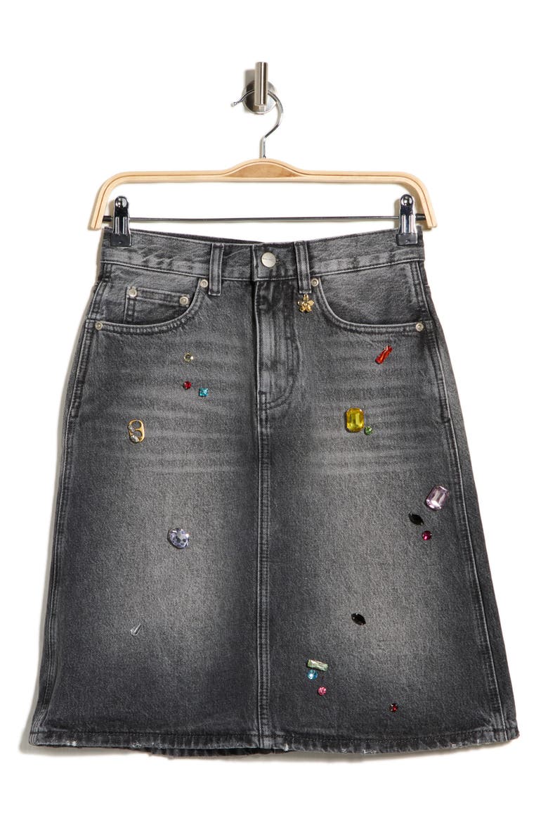 Charm A-Line Miniskirt, Alternate, color, BLEACHED BLACK