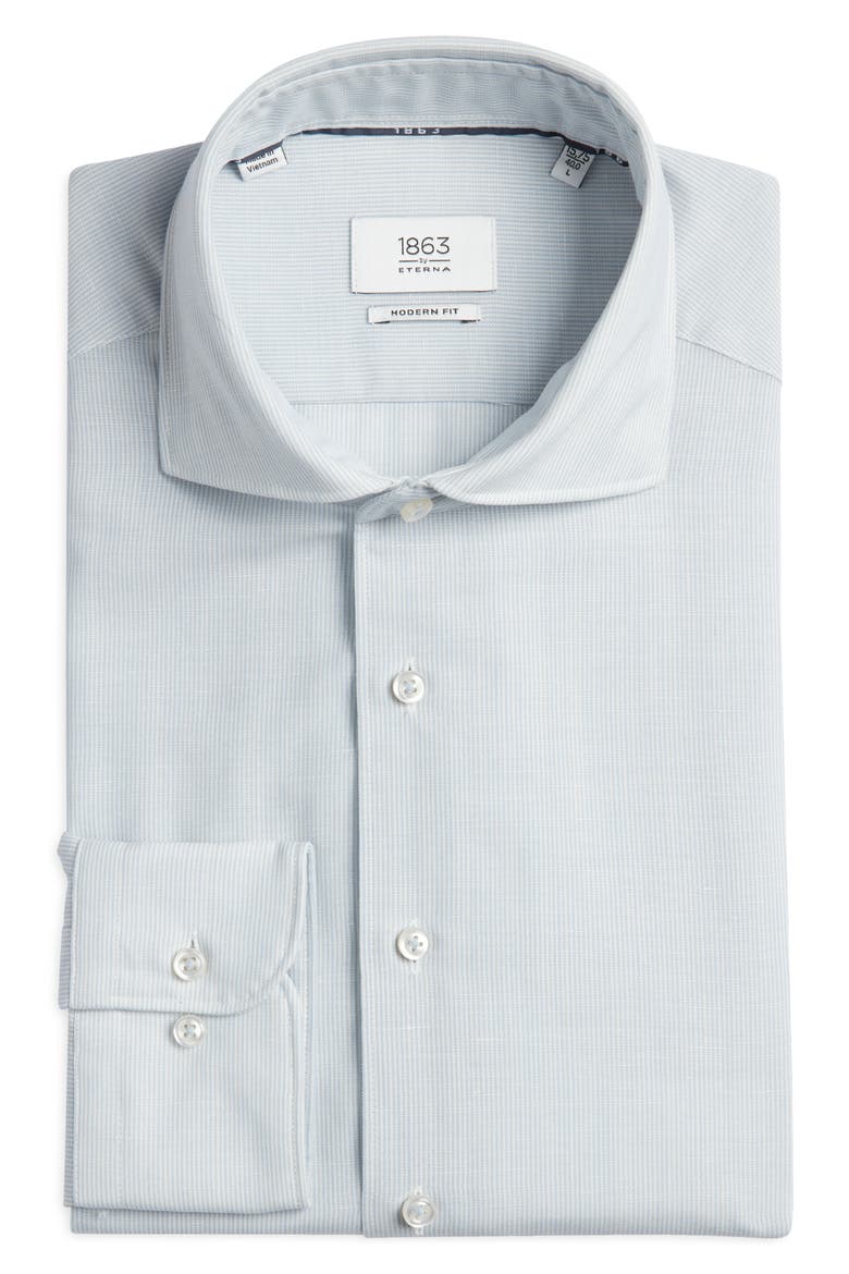 Soft Luxury Modern Fit Wool & Linen Non-Iron Dress Shirt, Alternate, color, SKY