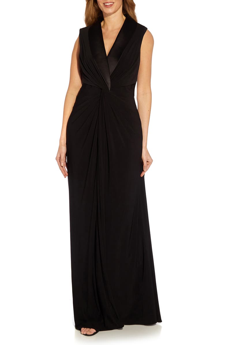 Adrianna Papell Tuxedo Matte Jersey Gown, Main, color,
