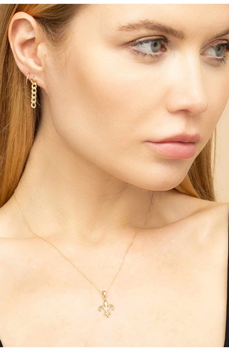 Oradina 14K Yellow Gold Fleur De Lis Pendant Charm, Alternate, color, Yellow Gold