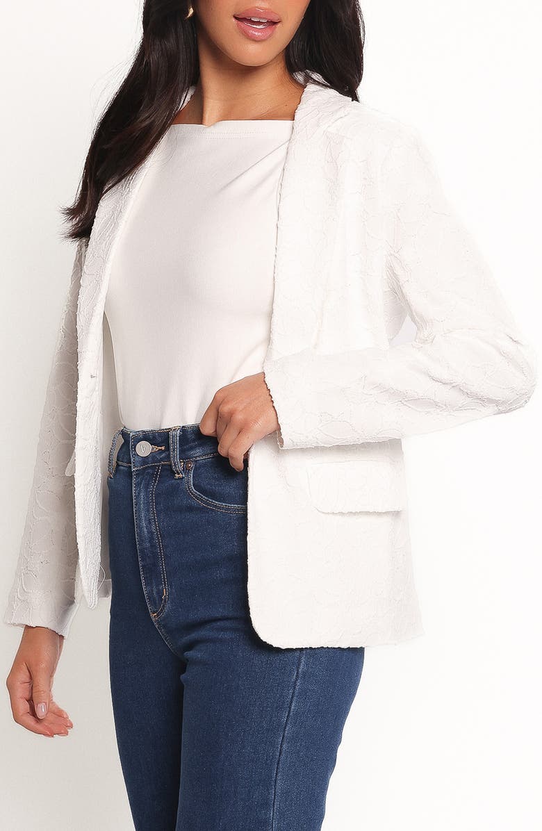 Petal & Pup Darian Lace Knit Blazer, Alternate, color, Off White