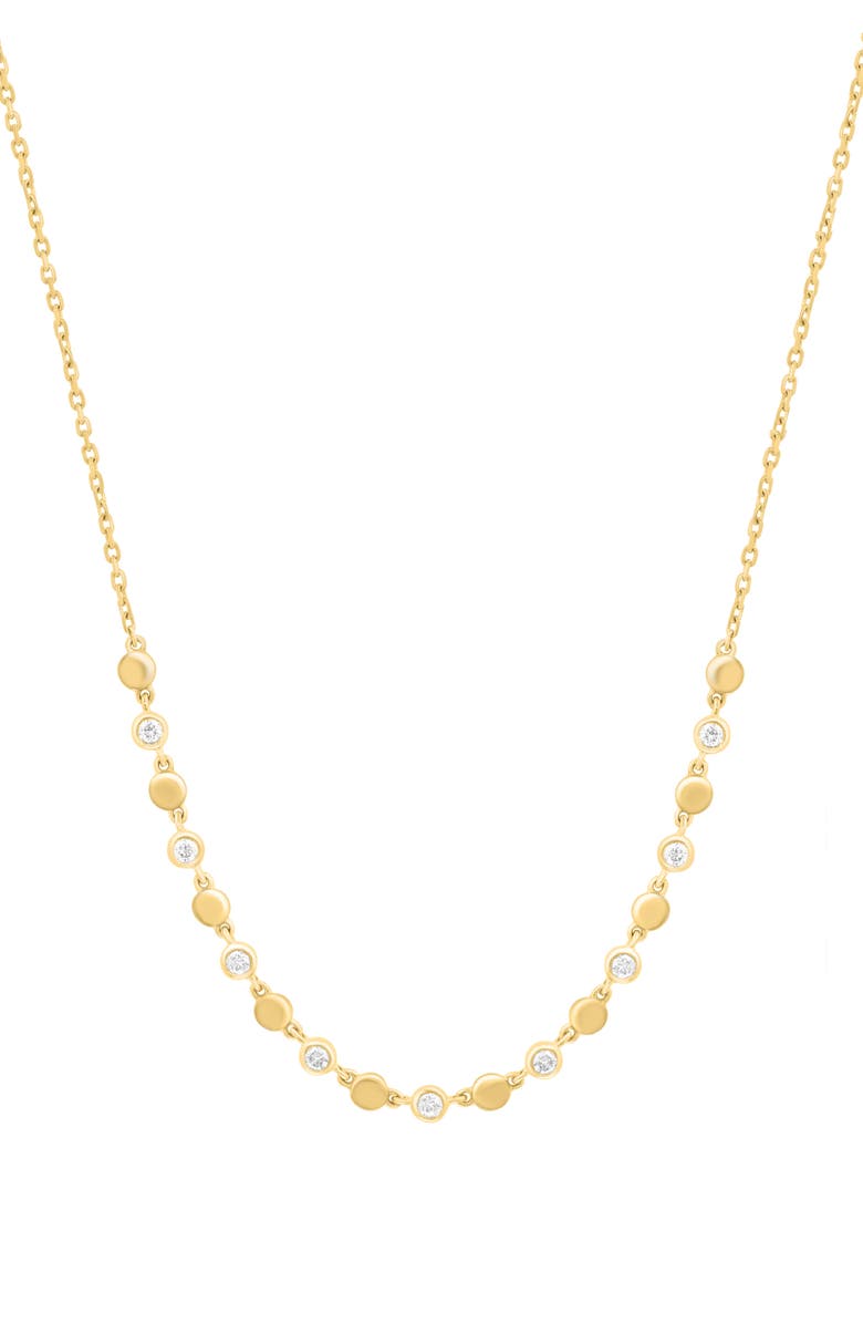 EFFY 14K Gold Plated Sterling Silver Diamond Frontal Necklace, Main, color, Gold