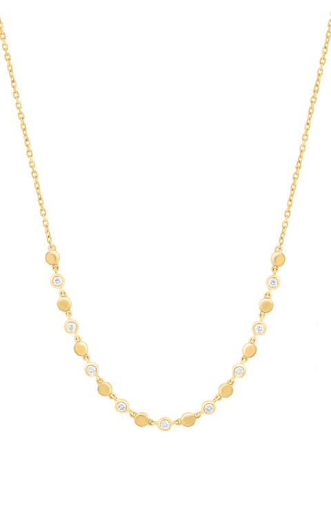 14K Gold Plated Sterling Silver Diamond Frontal Necklace