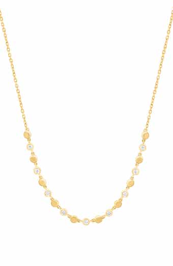 14K Gold Plated Sterling Silver Diamond Frontal Necklace