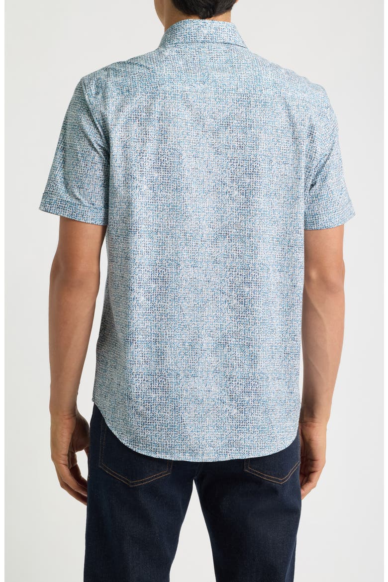 Miles OoohCotton Tech Performance Floral Short Sleeve Shirt, Alternate, color, TEAL