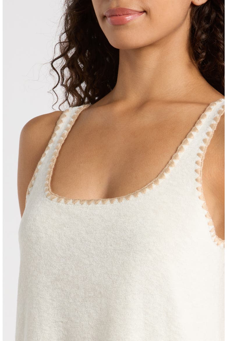 Whipstitch Detail French Terry Shift Dress, Alternate, color, ANTIQUE WHITE