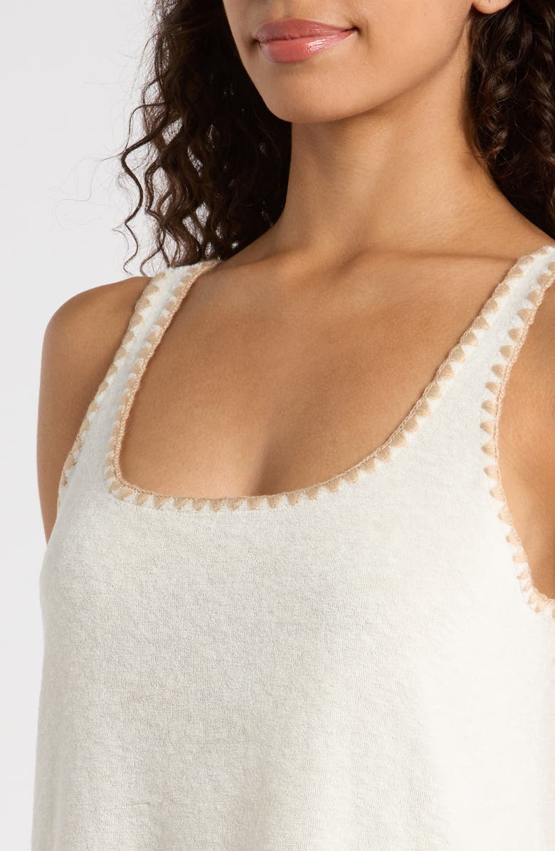 Marine Layer Whipstitch Detail French Terry Shift Dress, Alternate, color, Antique White