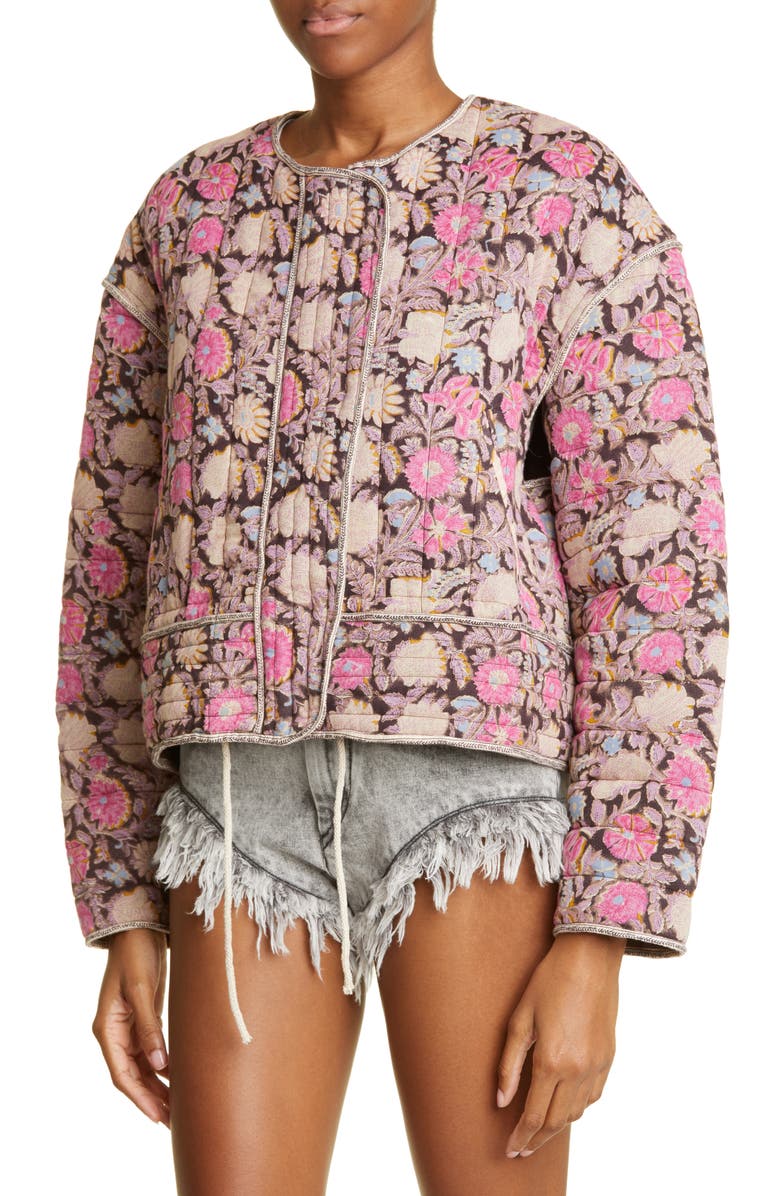 Isabel Marant Étoile Gelio Floral Drop Shoulder Quilted Jacket, Alternate, color, 