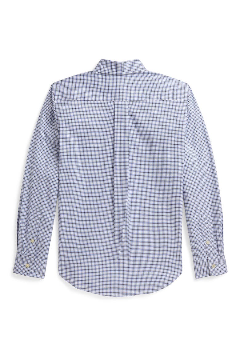 Kids' Performance Plaid Long Sleeve Button-Down Shirt, Alternate, color, WHITE BLUE MULTI