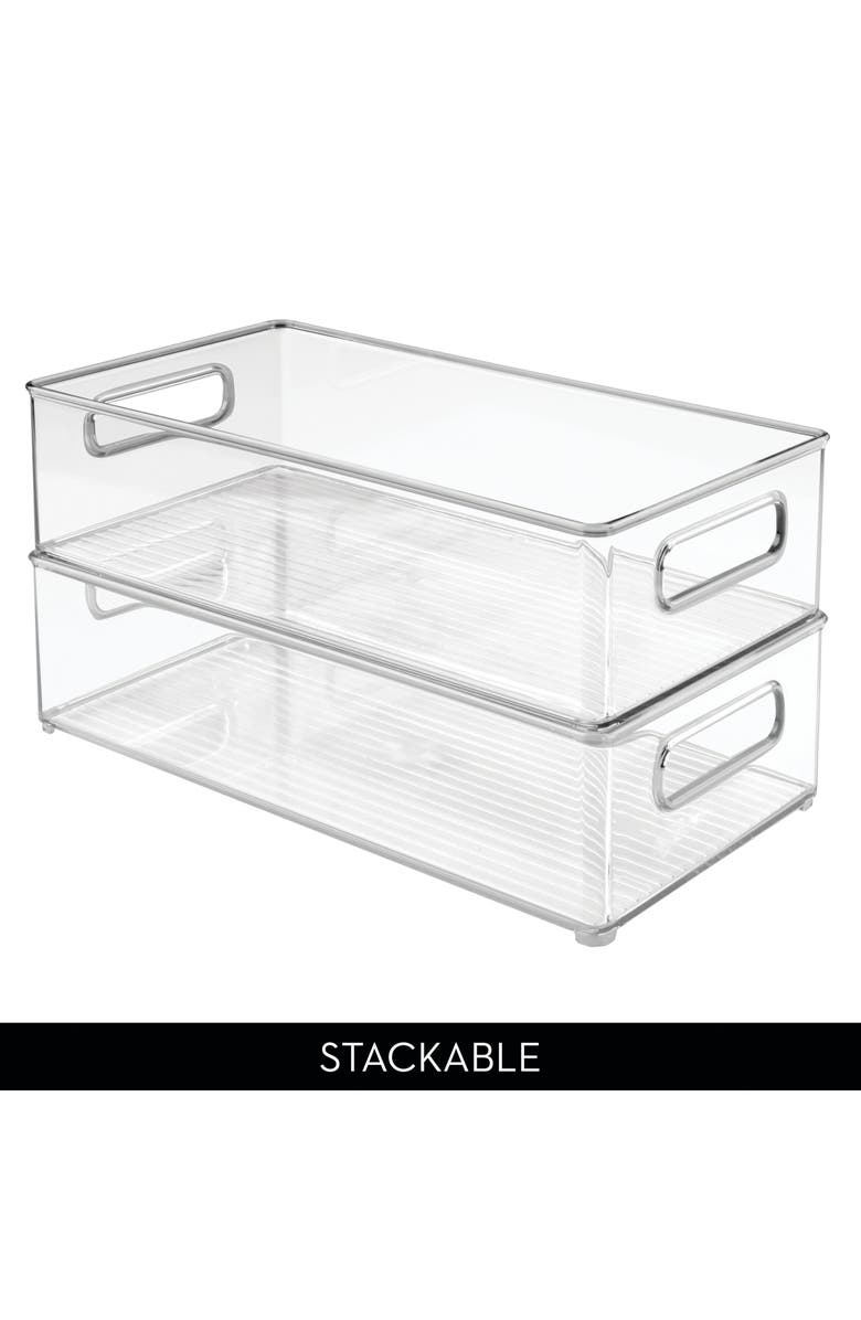 iDesign Plastic Stackable Fridge Bin with Handles, Set of 3, Clear, Made in USA, Alternate, color, Clear