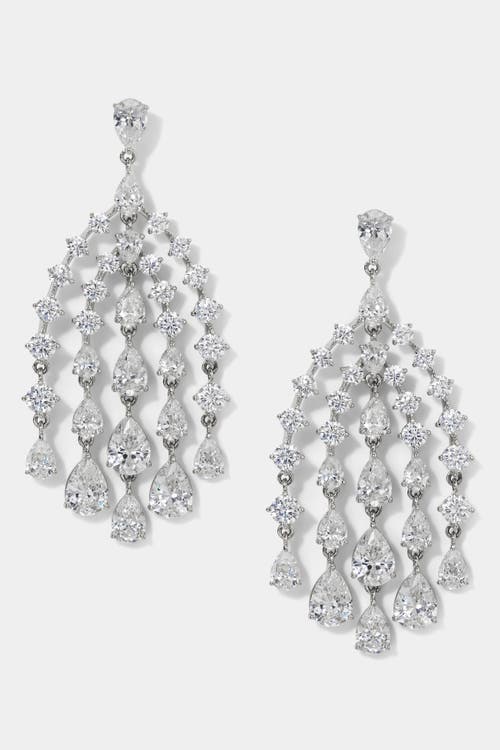 Nadri Willow Graduated Cz Drops Waterfall Chandelier Earrings In Metallic