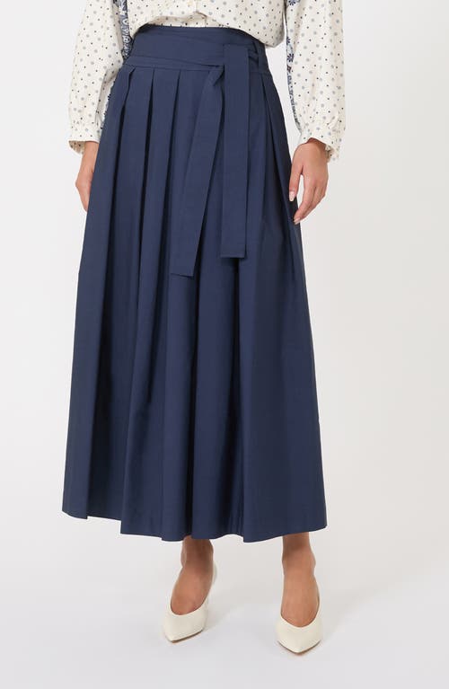 Weekend Max Mara Agiate Tie Waist Cotton Skirt In Blue