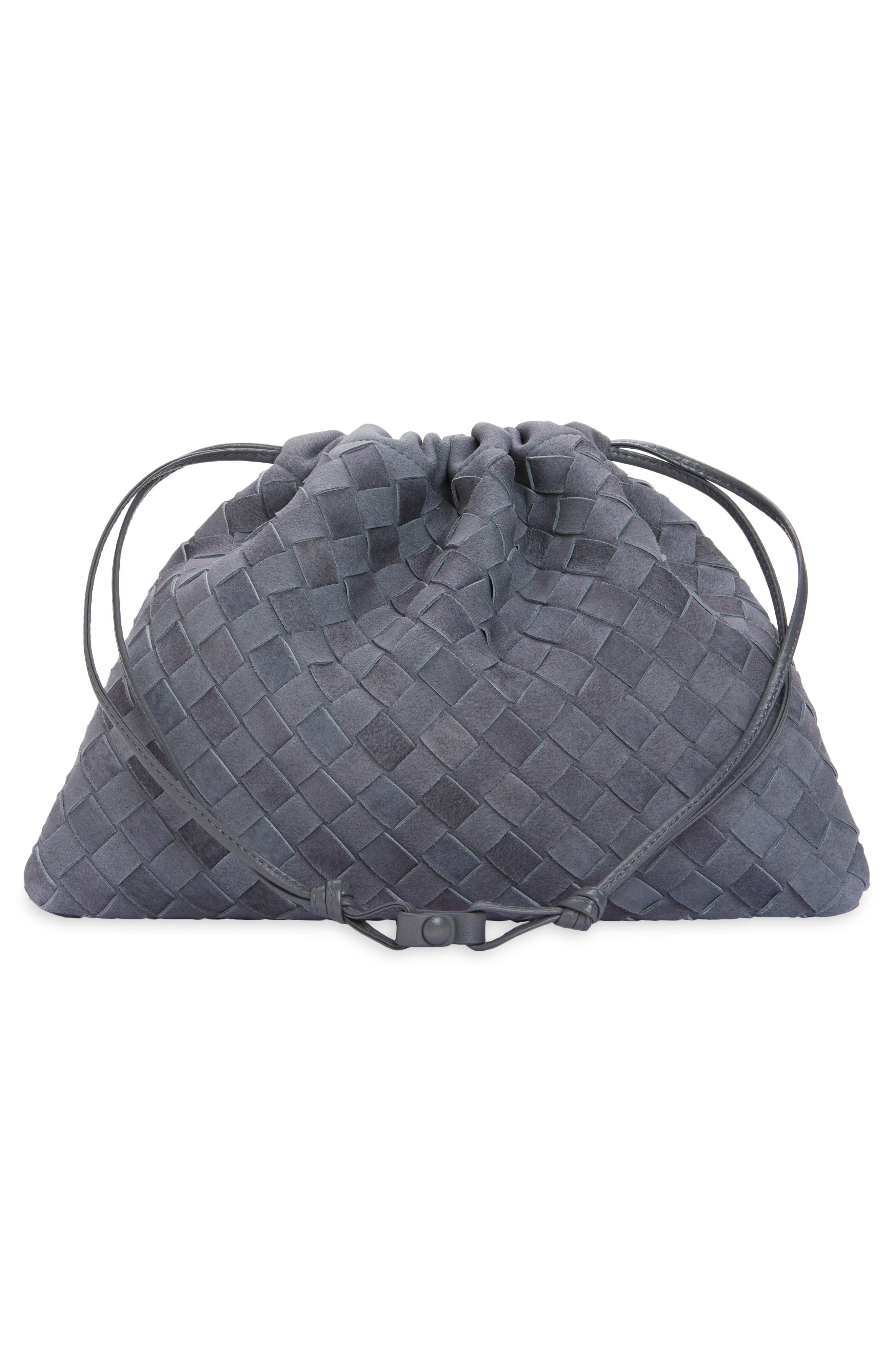 Bottega Veneta Large Dustbag Intrecciato Suede Shoulder Bag, Alternate, color, 4545 Cloudy Ind-Mb