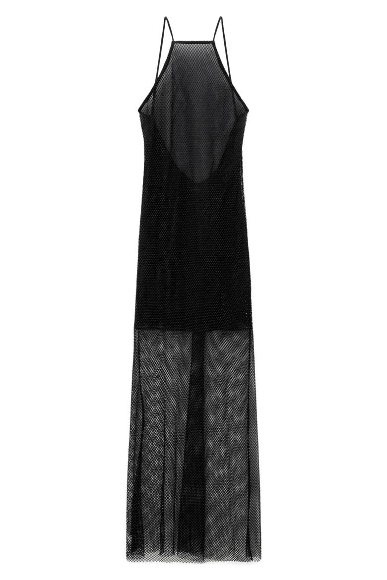 Crystal Mesh Maxi Dress, Alternate, color, BLACK
