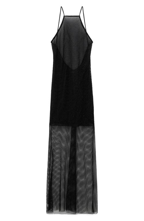 Mango Mesh Dress With Rhinestone Detail Black In Black