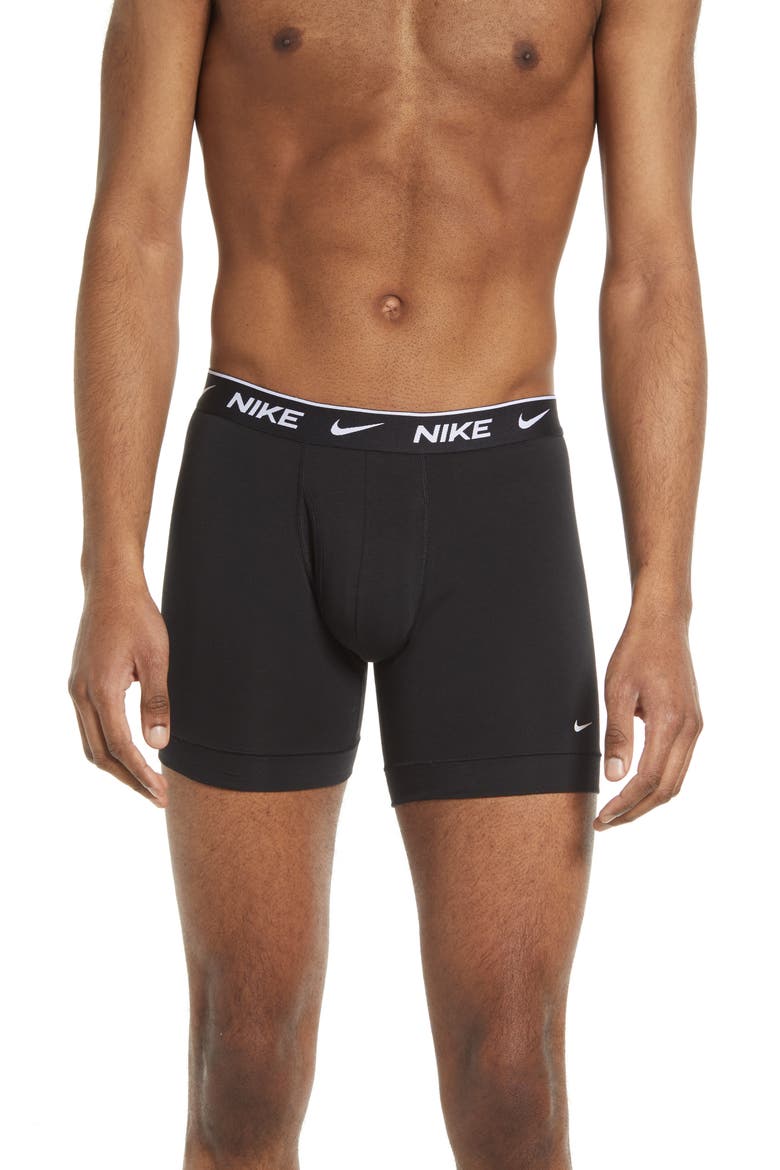Dri-FIT Essential Assorted 3-Pack Stretch Cotton Boxer Briefs, Alternate, color, BLACK