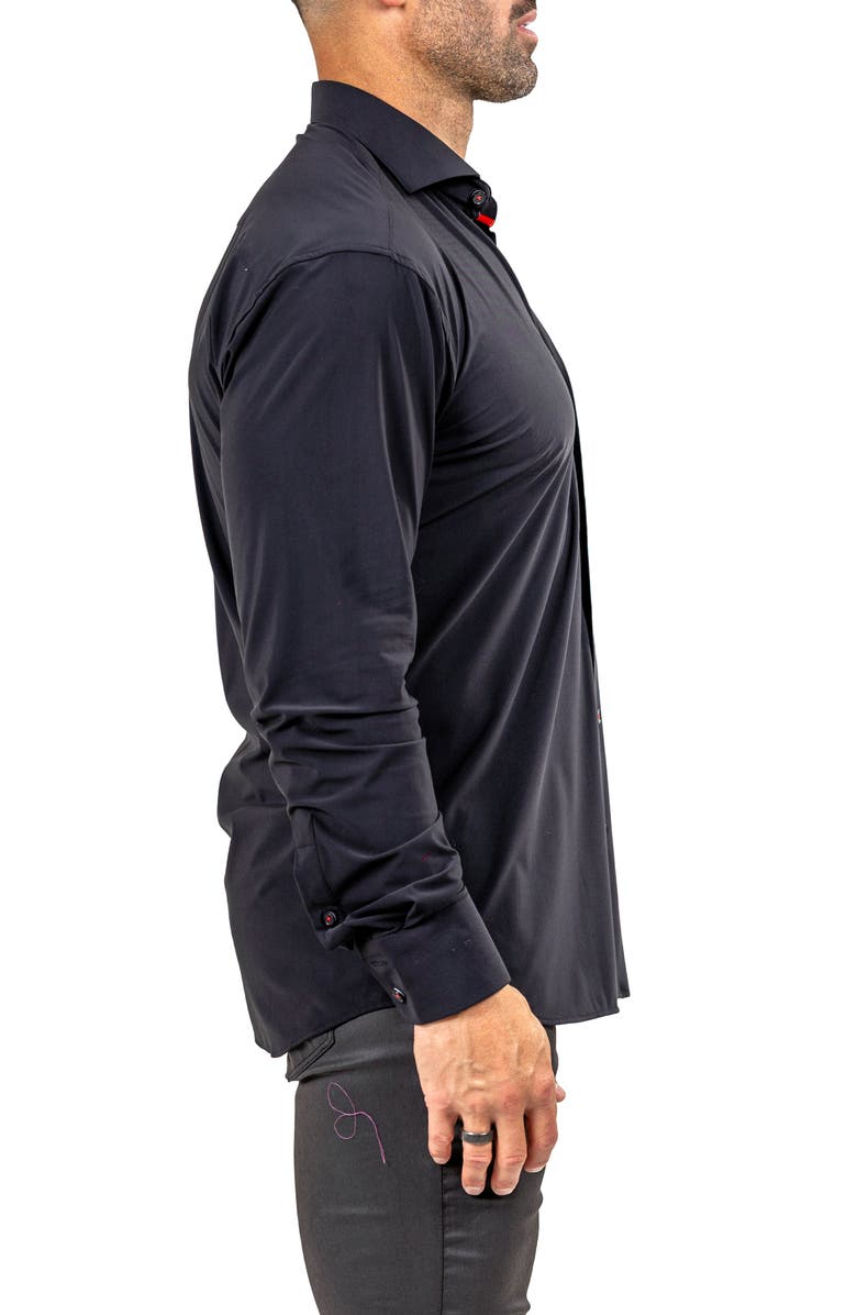 Maceoo Eins Shaped Fit Marthy3013 Black Knit Button-Up Shirt, Alternate, color, Black