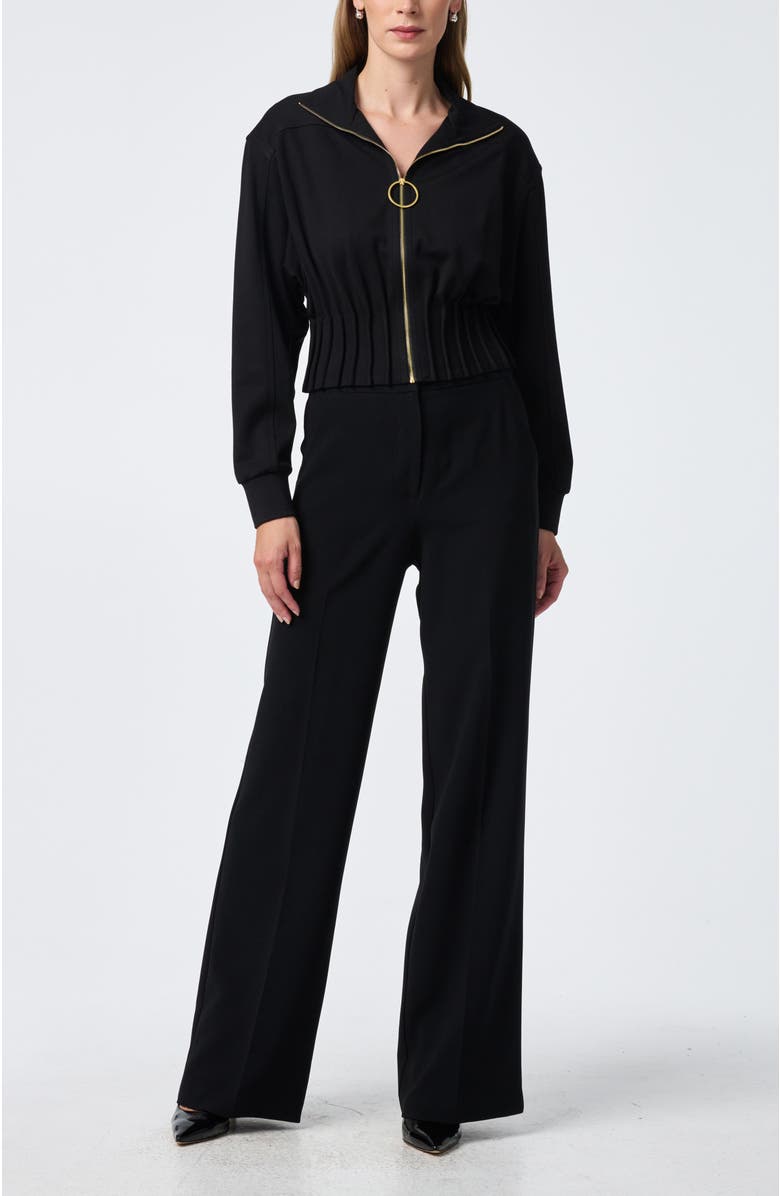 Trina Turk Outrun Cinched Waist Ponte Jacket, Alternate, color, Black