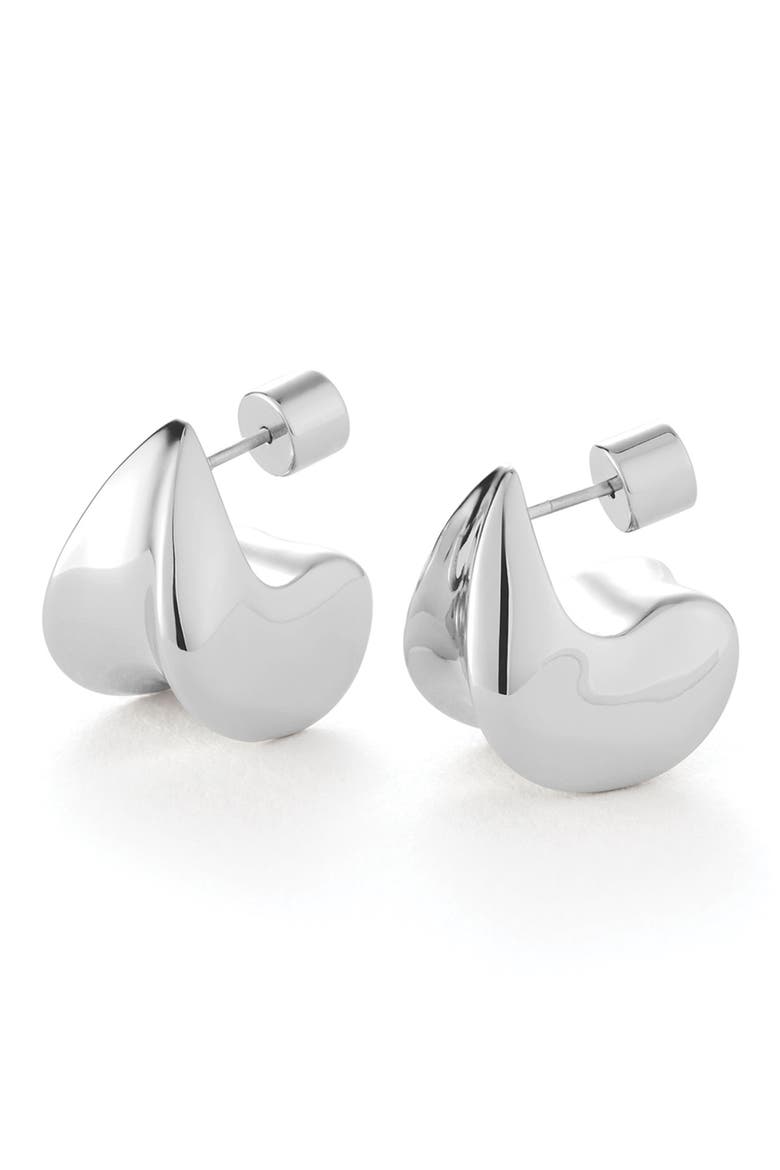 Small Paige Puff Earrings, Main, color, HIGH POLISH SILVER