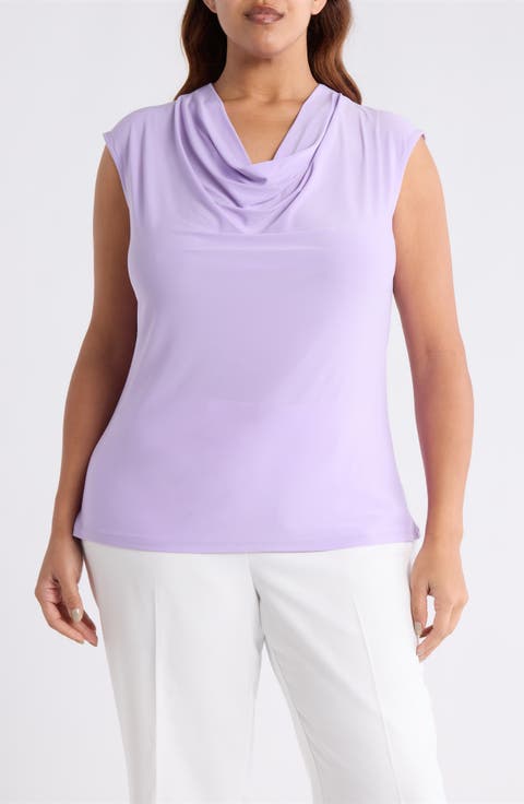 Cowl Neck Cap Sleeve Top (Plus)