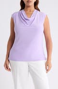 KASPER Cowl Neck Cap Sleeve Top