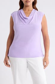 KASPER Cowl Neck Cap Sleeve Top
