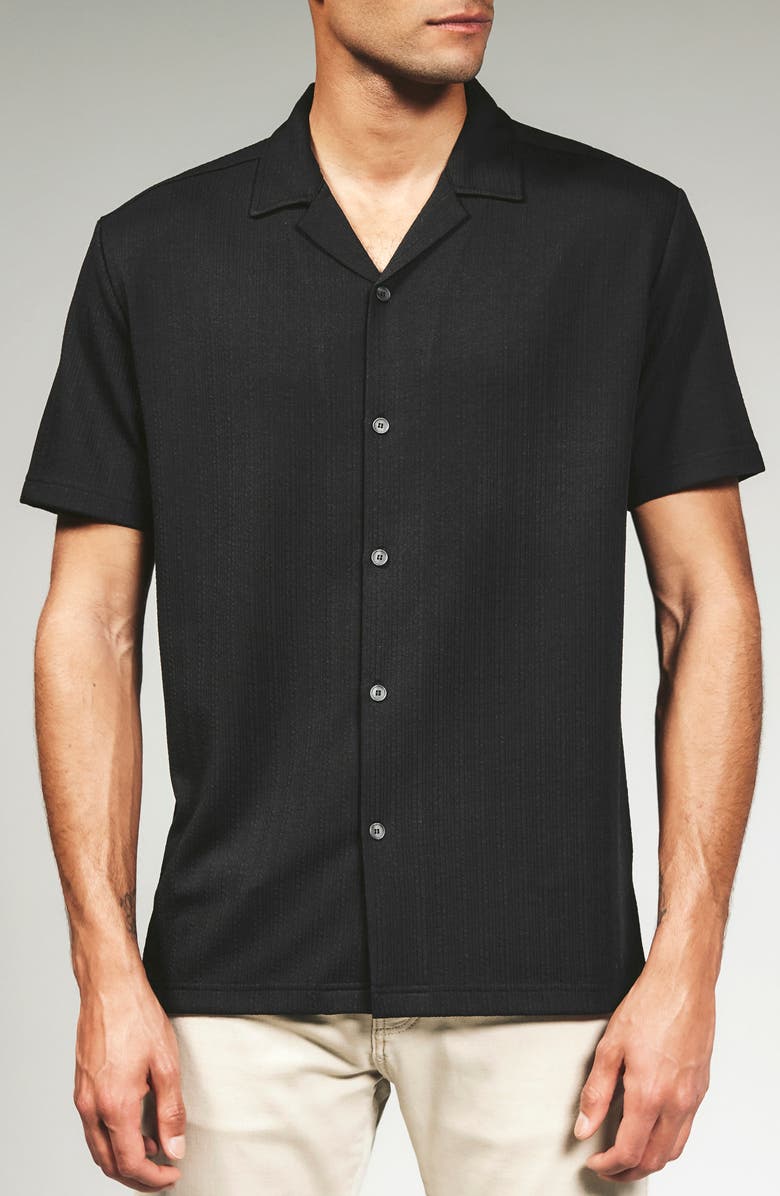 7 Diamonds Vaugh Rib Knit Camp Shirt, Main, color, Black