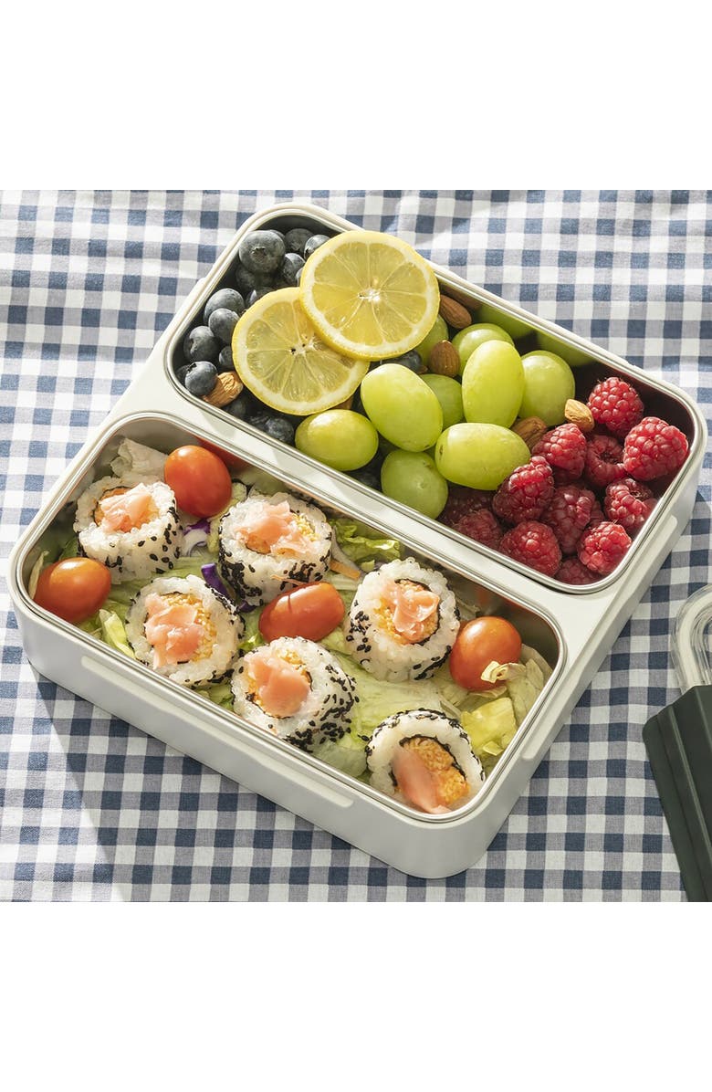 Healthy Human Bento Lunch Box with Stainless Steel Trays, Alternate, color, White