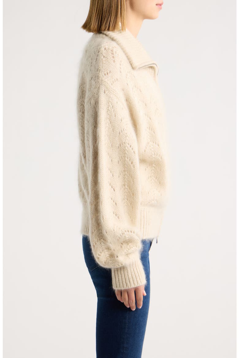 Airy Zip Cardigan, Alternate, color, BISCUIT