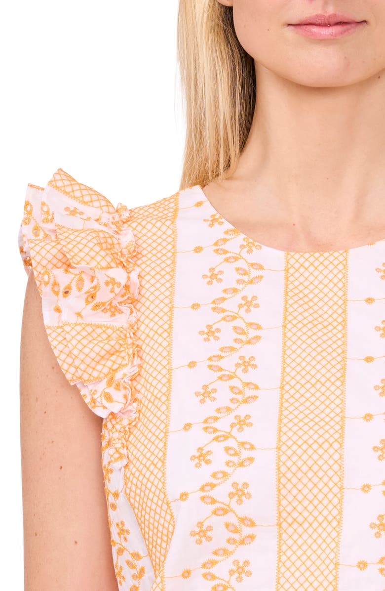 CeCe Embroidered Ruffle Sleeve Top, Alternate, color, 