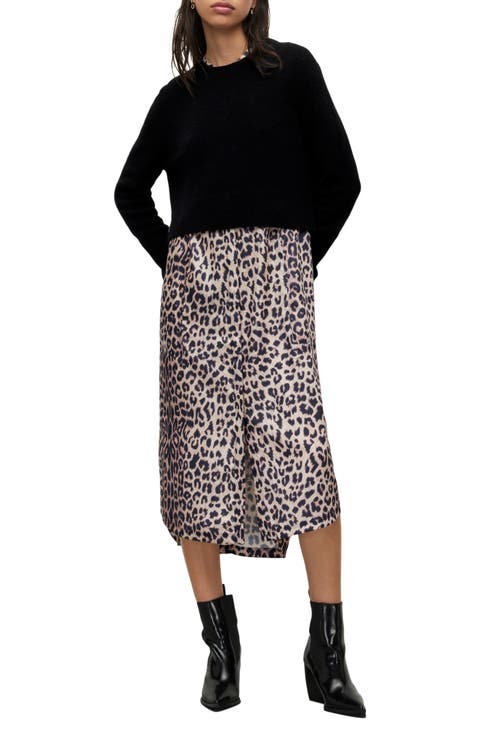 Angelina Leopard Print Long Sleeve Sweater and Sleeveless Dress Set