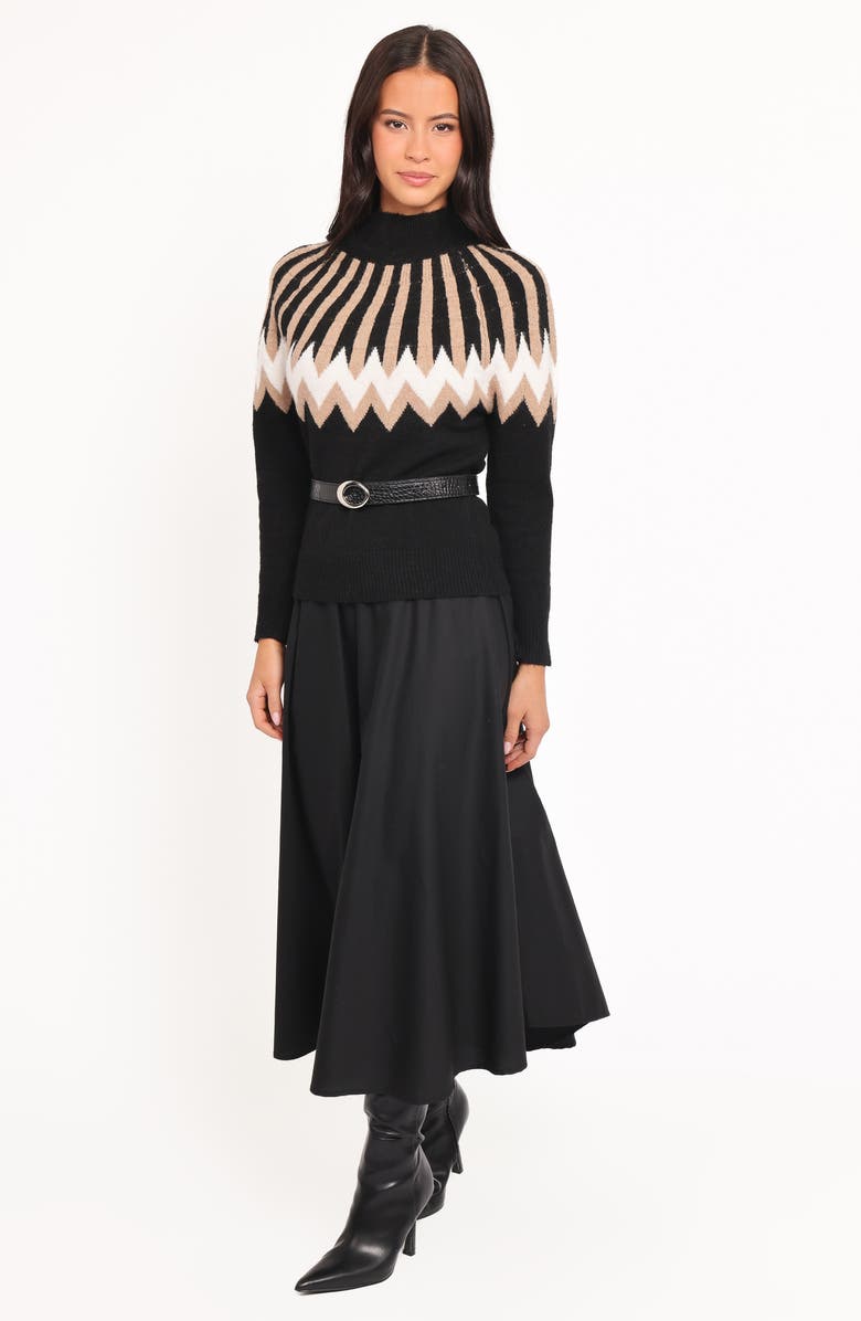 Petal & Pup Donner Fair Isle Mock Neck Sweater, Alternate, color, Black