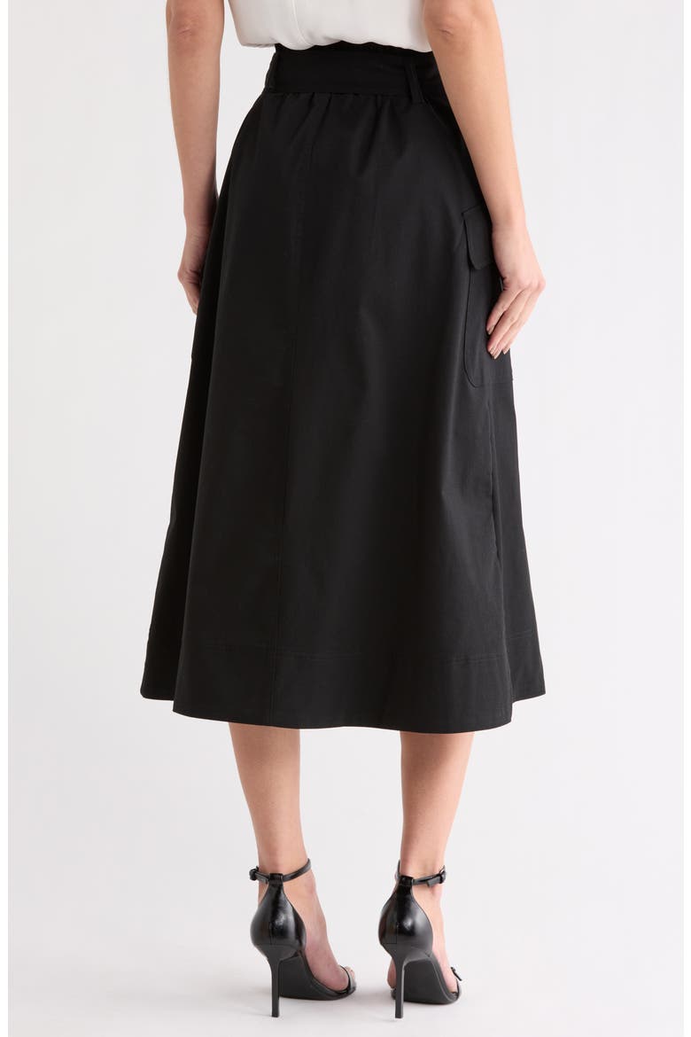 Tie Waist Cotton Cargo Skirt, Alternate, color, BLACK