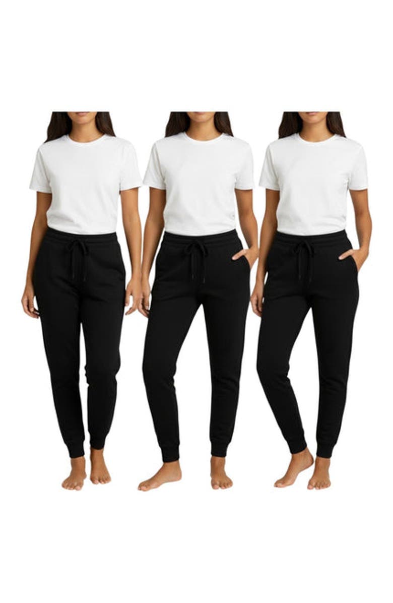 BenBen 3 Pack Mens Ultra Soft Fleece Joggers Sweatpants, Main, color, Black/Black/Black