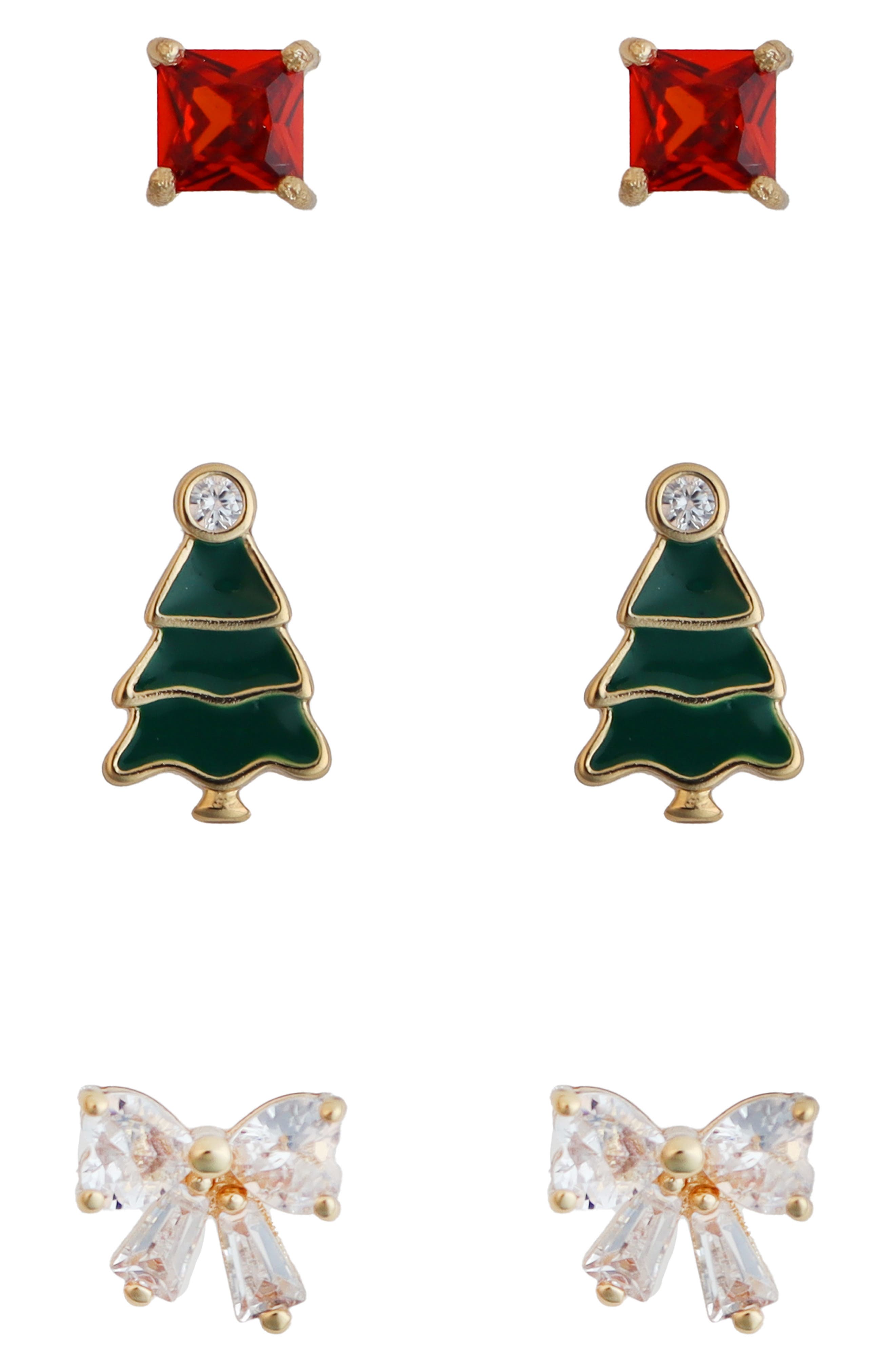 Panacea Set of 3 Holiday Stud Earrings